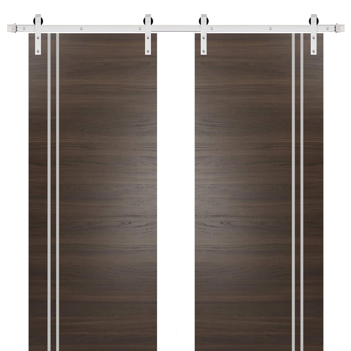 SartoDoors Planum 0310 | Closet Door Double Barn Door | Solid Wood | Hardware Set | 36x80, Chocolate Ash Bedroom Door
