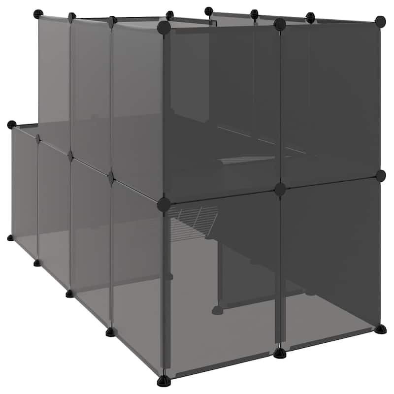 vidaXL Small Animal Cage Black/Transparent 55.9"x29.1"x36.6" PP and Steel