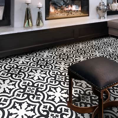 Handmade Tanger in White and Black Tile, Pack of 12 (Morocco)