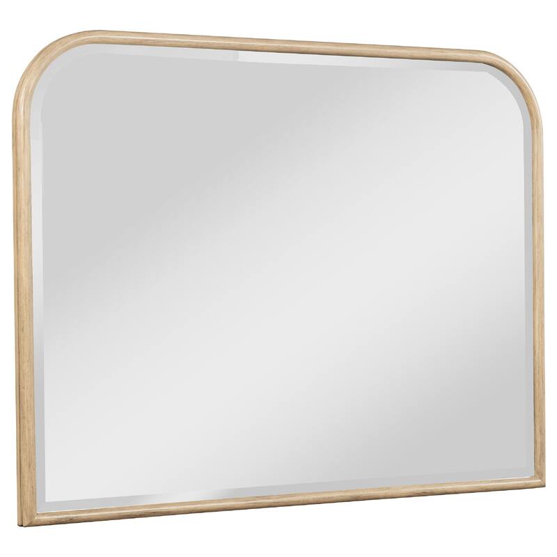 Lno Dresser Mirror, Beige Oak Wood Frame, Rectangular 36 Inch - Beige Brown Oak