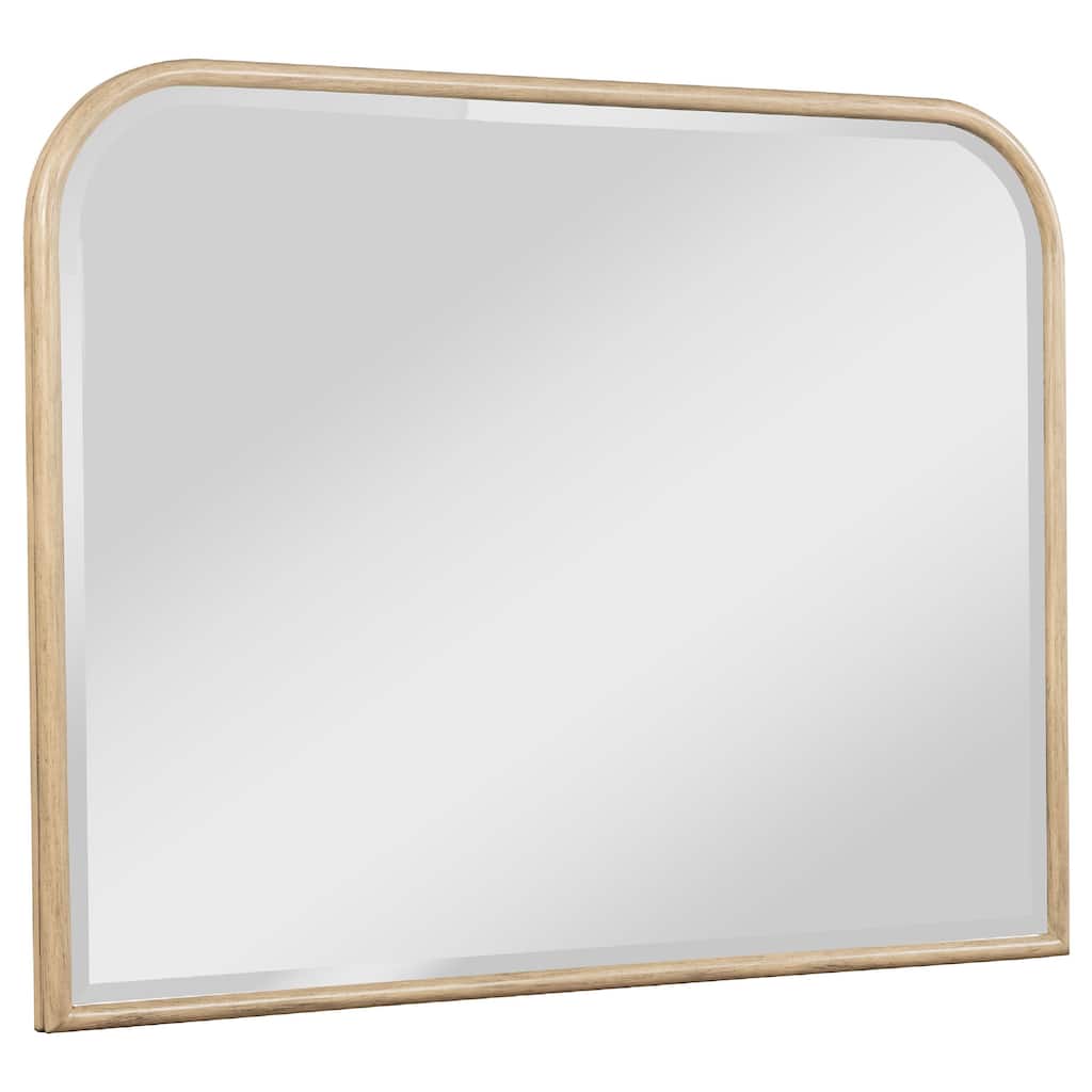 Lno Dresser Mirror, Beige Oak Wood Frame, Rectangular 36 Inch - Beige Brown Oak