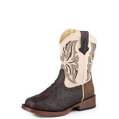 Roper Western Boots Boys Ostrich Dalton Brown 09-017-1900-3369 BR