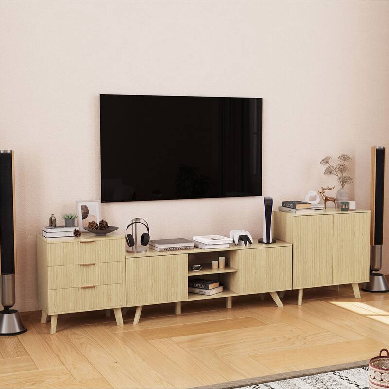 58Inch Wooden TV stand With Storage for TV up to 65Inch