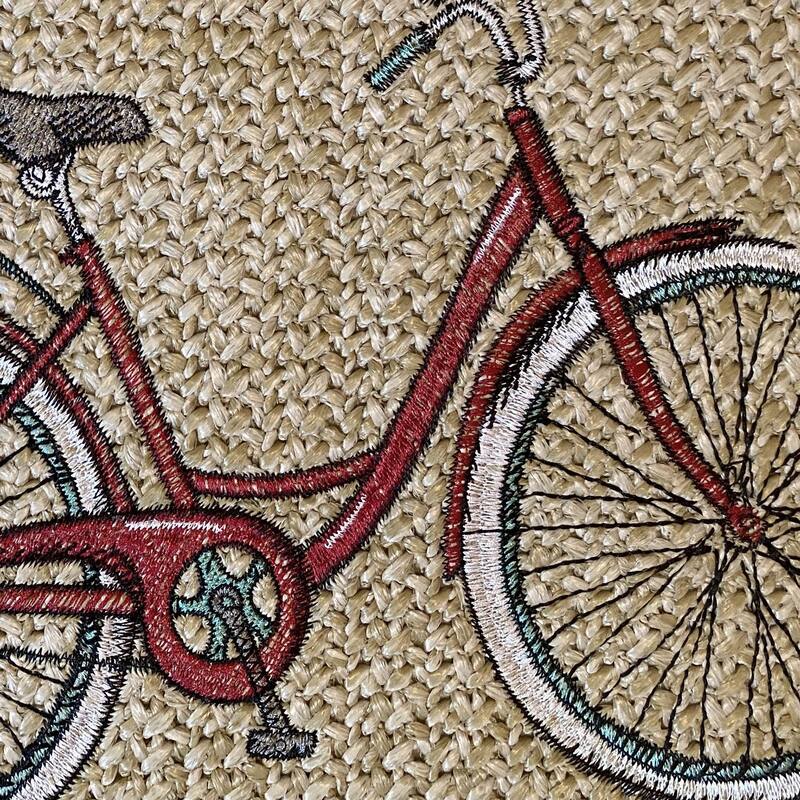 Raffia Bicycle Red Outdoor Lumbar Toss Pillow (2-Pack)