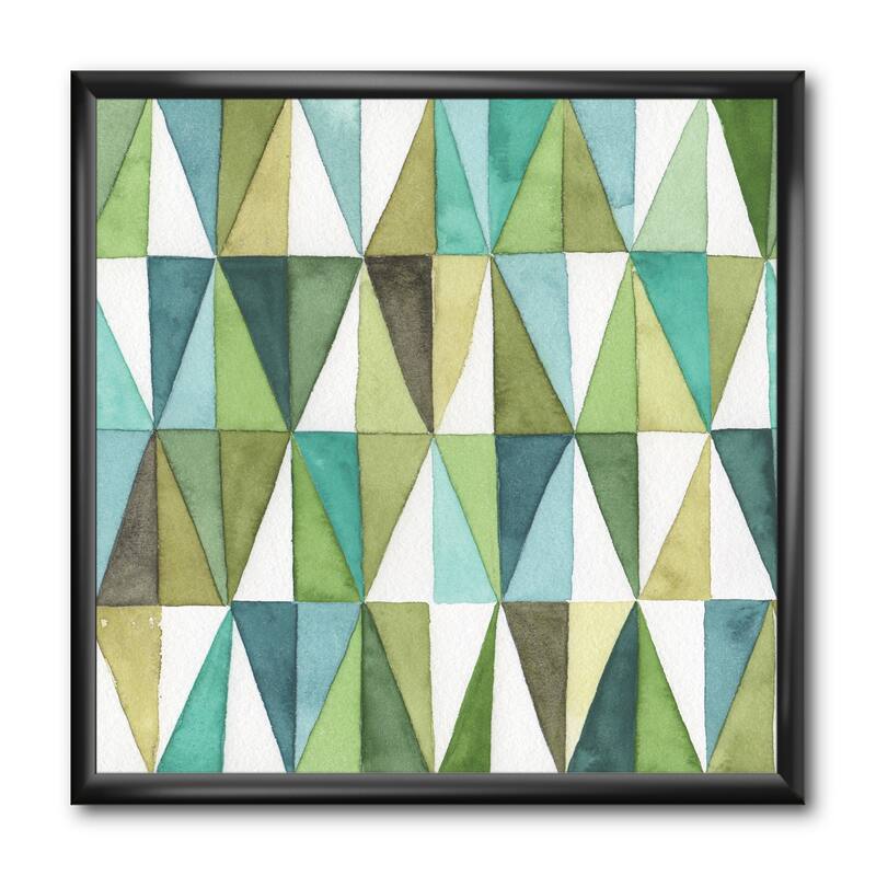 Designart "geometric Green Triangle III" Mid-Century Modern Transitional Framed Art Print