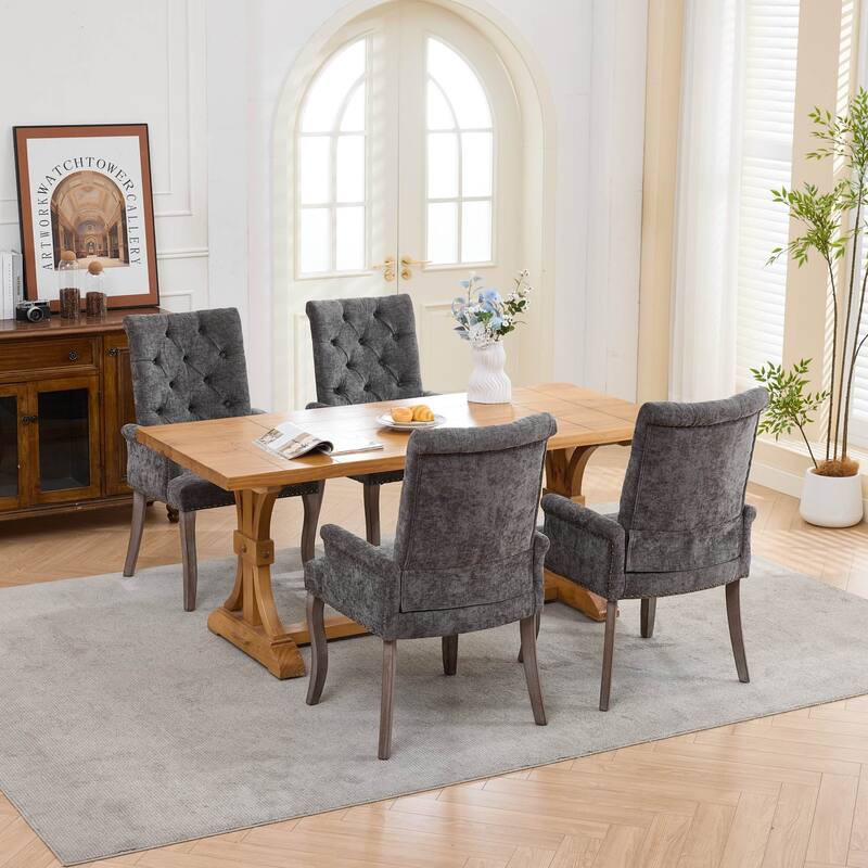 Roomfitters Upholstered Dining Chairs with Barrel Back and Wood Legs, Modern Accent Side Chairs for Living Room