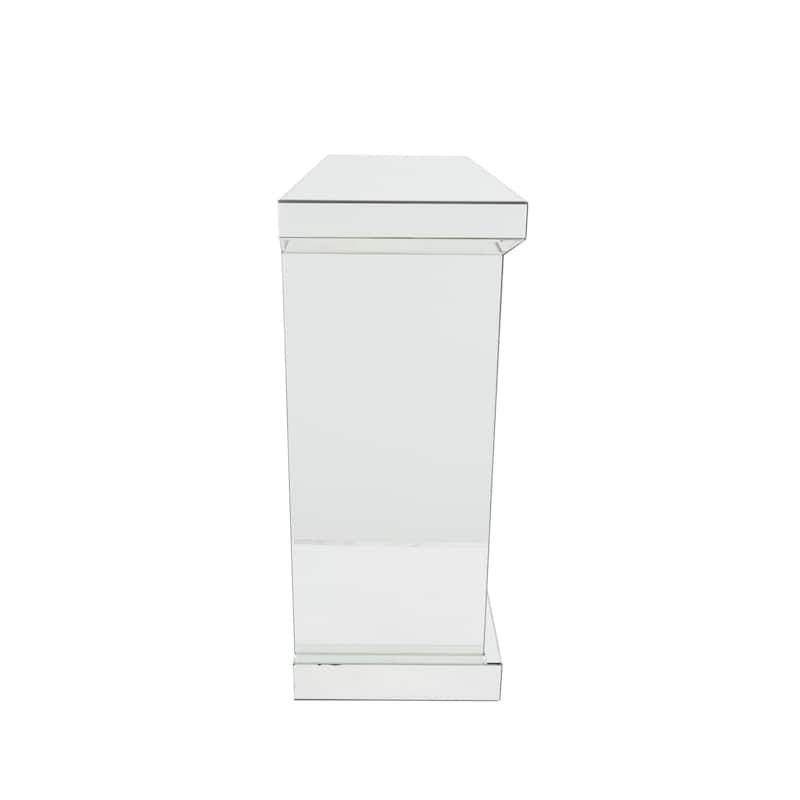 Glass Mirrored Fireplace with Remote Control - Silver - Roche River Decor - 15"W x 48"L x 36"H