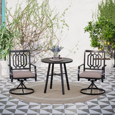 MAISON ARTS 3 Pieces Patio Bistro Set Patio Furniture Dining Sets, 2 Swivel Chairs with Cushions and 1 Round Coffee Table