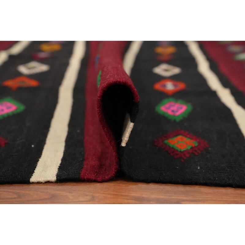 Hand Woven Oriental 100% Wool Carpet Southwestern Tribal Red Kilim Area Rug - 10' 7'' X 5' 10''