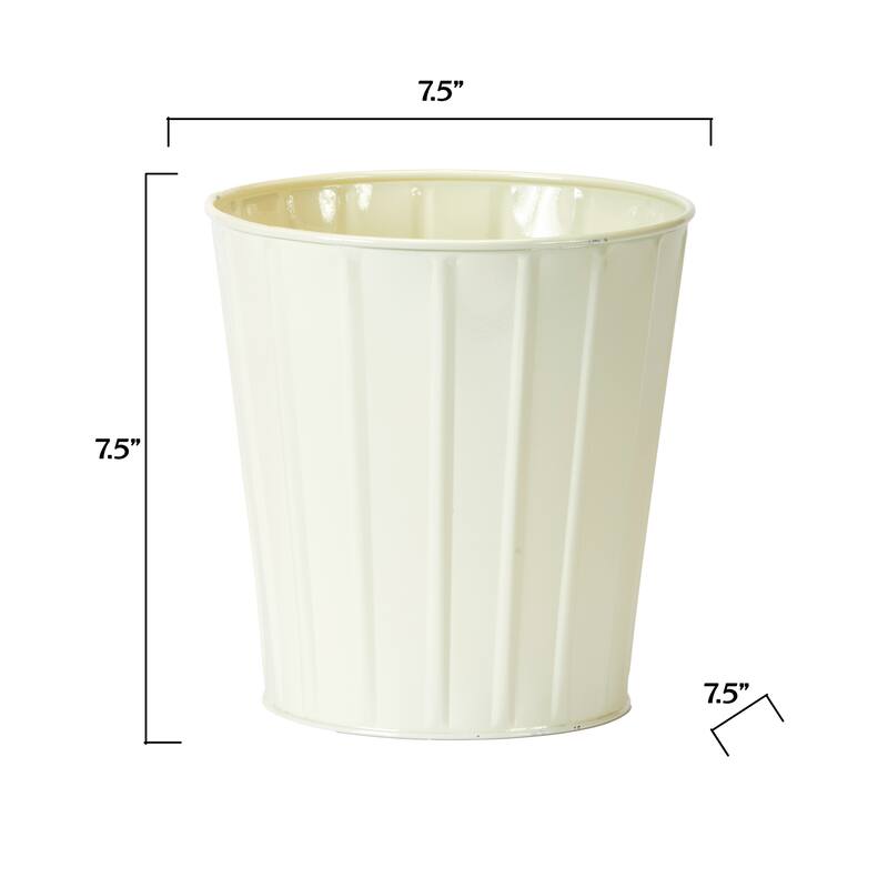7.5" Spring Cream Metal Galvanized Planter Pail, Set of 3