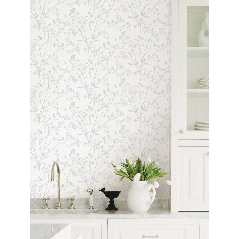 A-Street Prints Southport Light Grey Delicate Branches Wallpaper