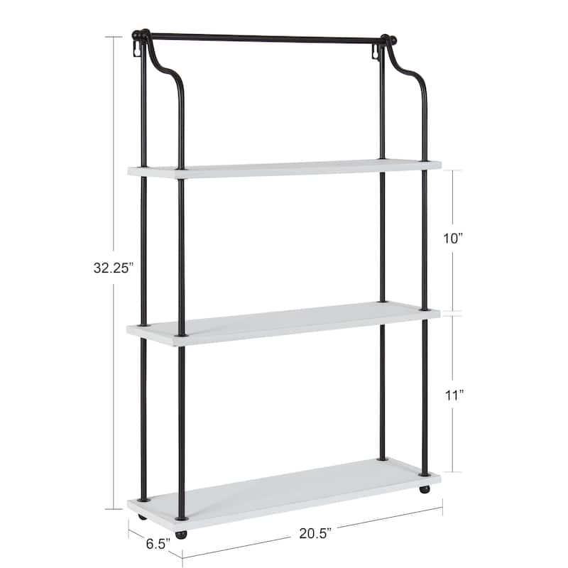 Kate and Laurel Walters Wood and Metal 3-tier Floating Shelf