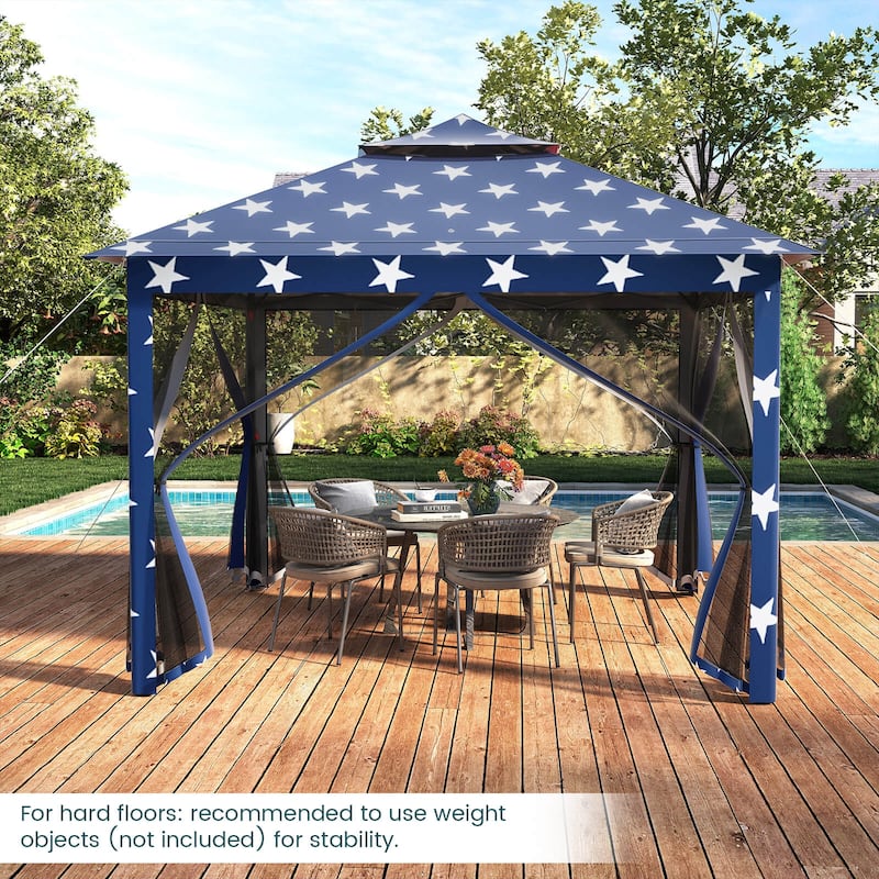 Costway 11'x11' 2-Tier Pop-Up Gazebo Tent Portable Canopy Shelter