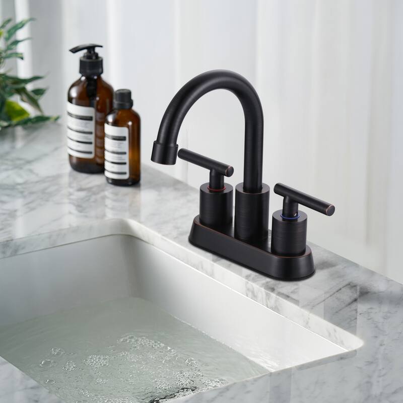 WOWOW 4 in. Centerset Double Handle High Arc Bathroom Faucet