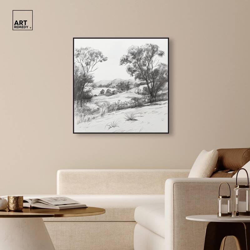 Charcoal Countryside Canvas by Art Remedy