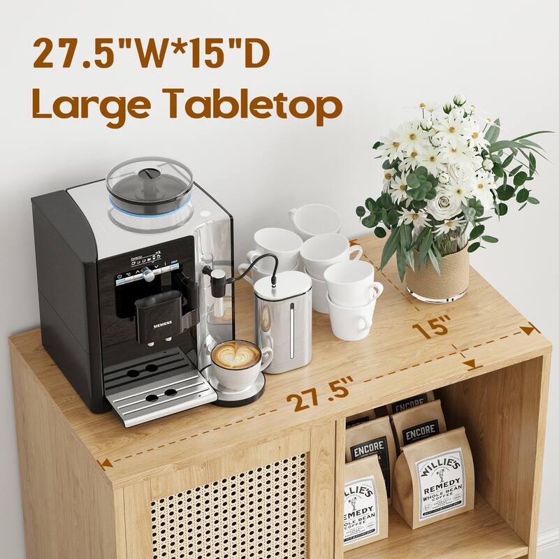 Sideboard Cabinet with Storage, 34 Inch Wine Bar Cabinet with Wine Racks, Buffet Cabinets for Home, Living Room