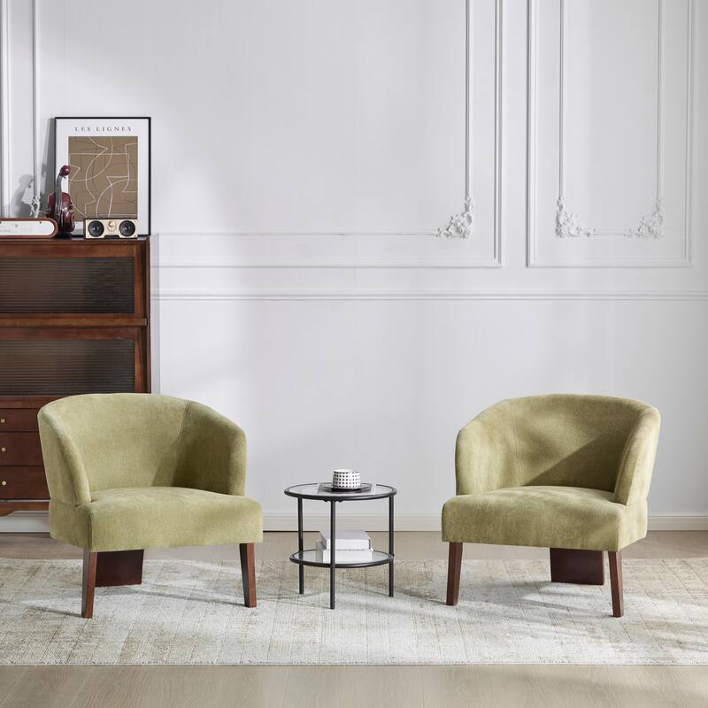 Christopher Knight Home - Arlo Modern Accent Chair with Round Back & Wooden Legs - Set of 2 - Light Green