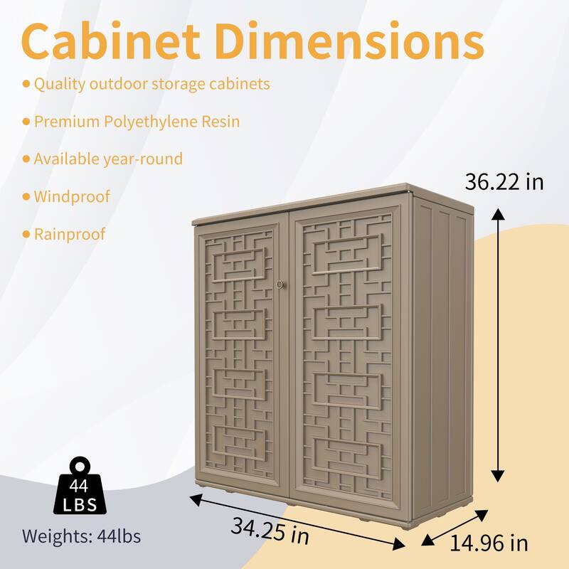 2.85 ft. W x 1.25 ft. D White Resin HDPE Plastic Shed Outdoor Storage Shed Tool Storage Shed