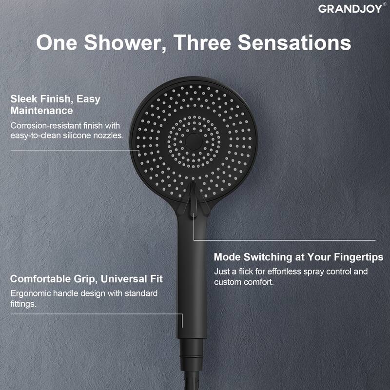 GRANDJOY 10" Round Rainfall Shower System Handheld Showerhead with Adjustable Bar