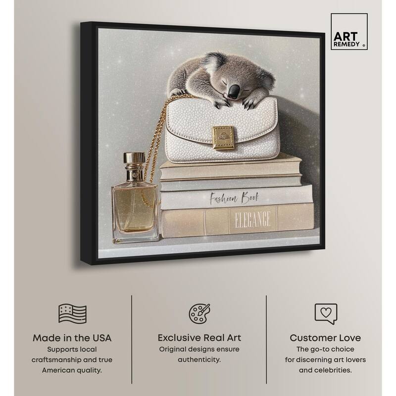 Koala on Fashion Books Canvas by Art Remedy