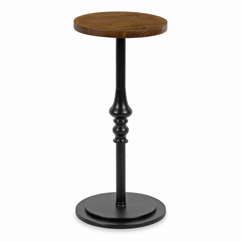 Kate and Laurel Stratton Rustic Pedestal Table - 12x12x26 - Rustic Brown/Black - 12x12x26