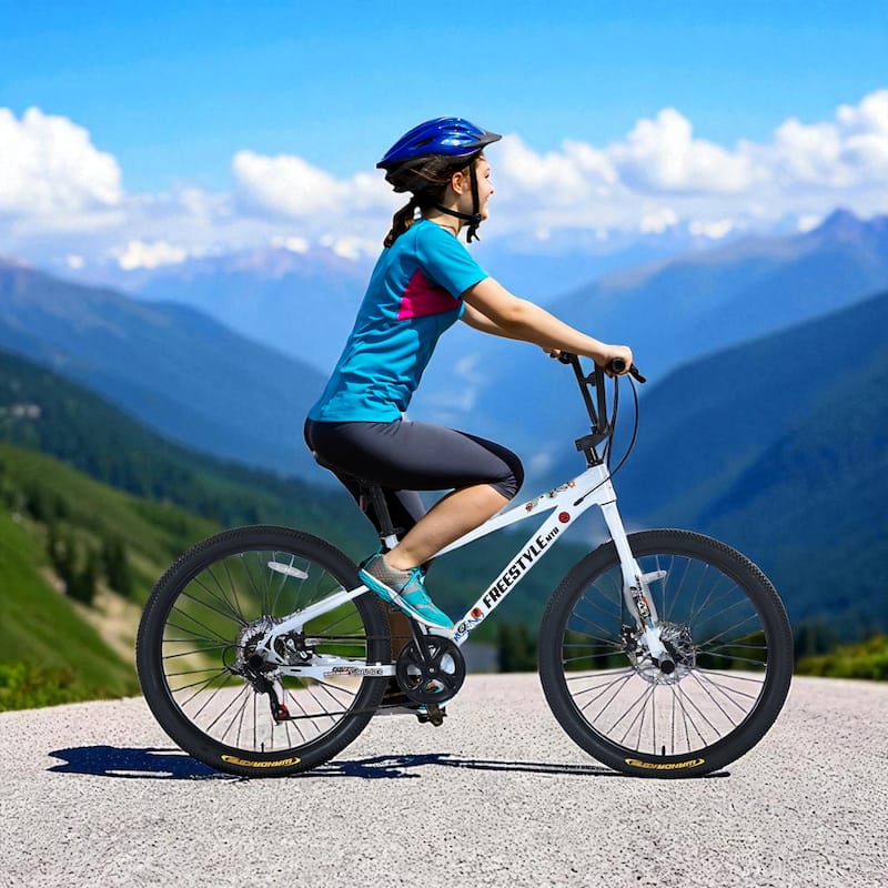 26 Inch Kids Freestyle Mountain Bike, Boys & Girls 12+, Shimano 7-Speed Steel Frame with Dual Disc Brakes