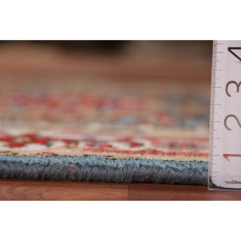 Light Blue Heriz Serapi Indian Foyer Rug Hand-Knotted Wool Carpet - 3'0"x 5'1"