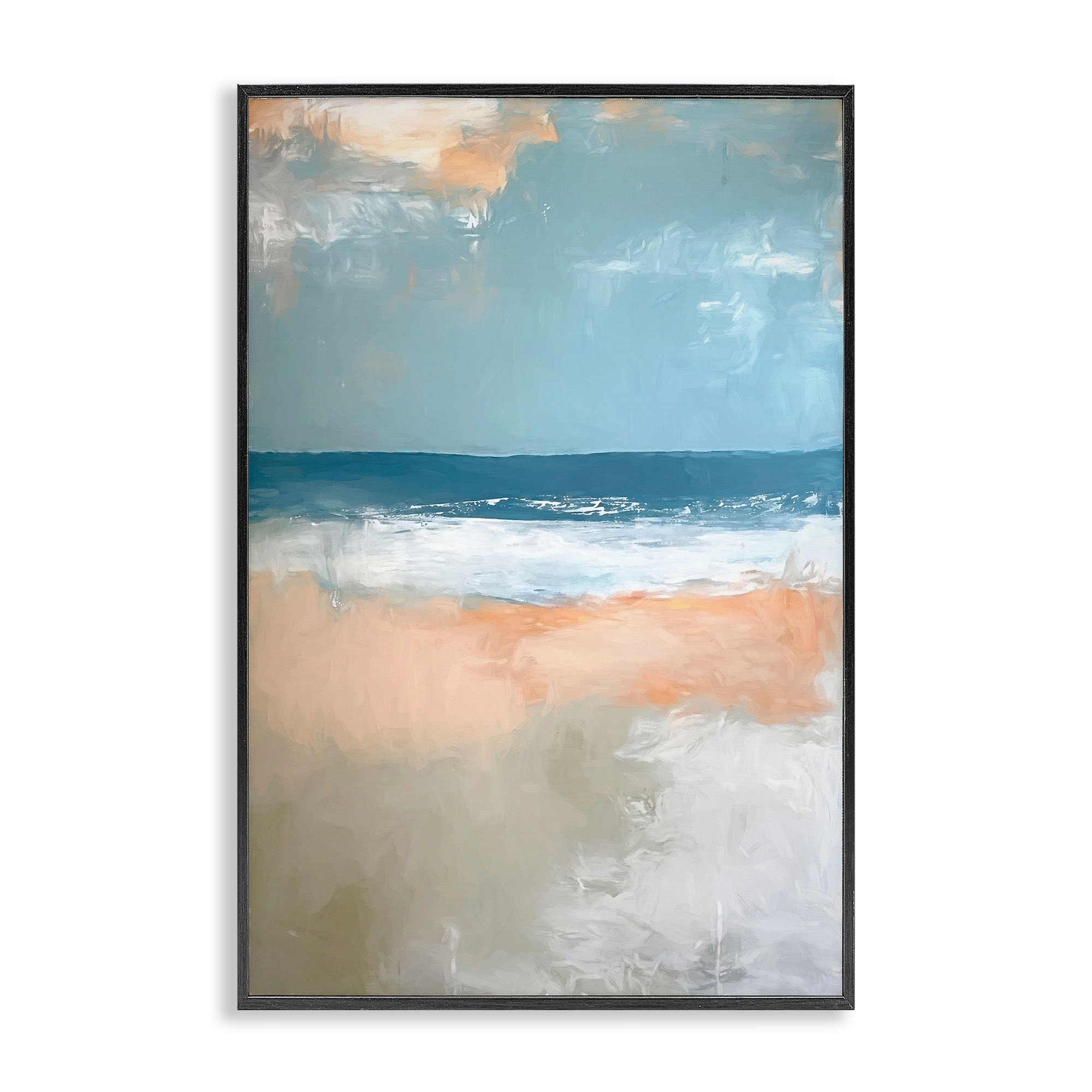 Stupell Beautiful Day At Beach Abstract Framed Giclee Art Design By Ramona Murdock