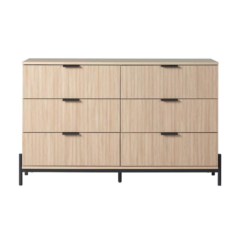 Walker Edison Six Drawer Chest with Reeded Drawer Fronts