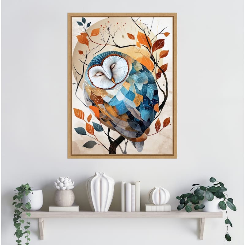 Owl Watercolor Animal Art by Justyna Jaszke Framed Canvas Wall Art