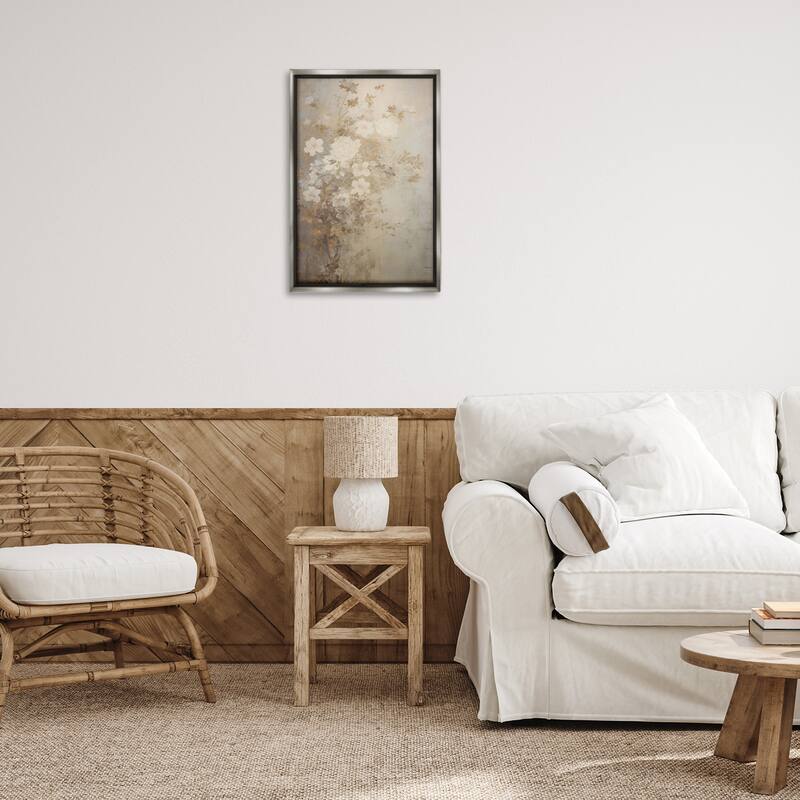Stupell Muted Vintage Florals Framed Floater Canvas Wall Art Design By LSR Creative Studio