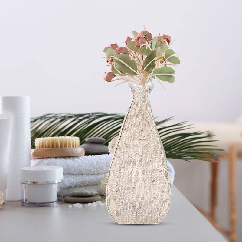 Triangle White Textured Polyresin Vase