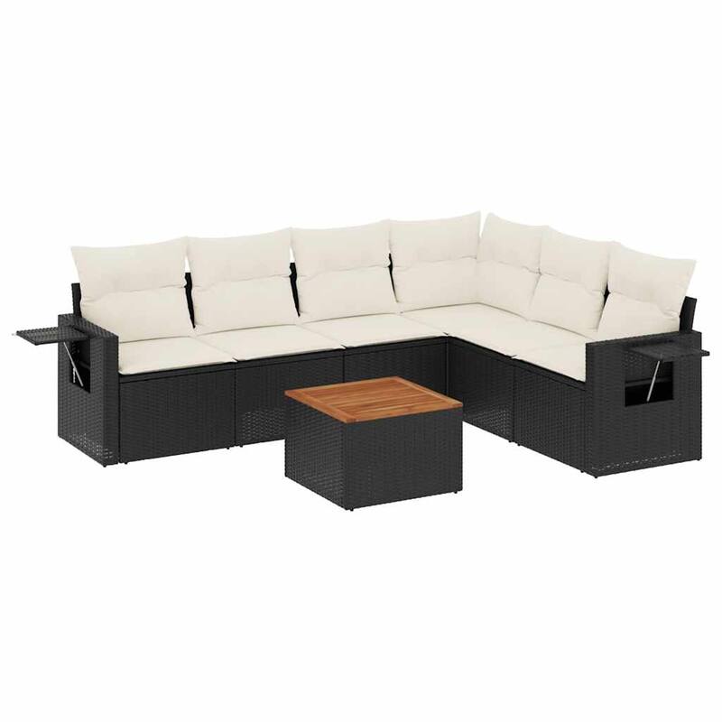 vidaXL Patio Sofa Set with Cushions Outdoor Furniture 7 Piece Poly Rattan