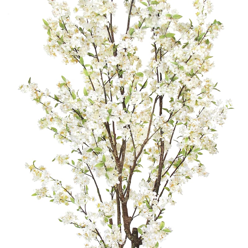 8.5ft Cream White Artificial Cherry Blossom Flower Tree Plant in Black Pot - 102" H x 46" W x 42" DP