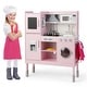 preview thumbnail 3 of 6, Pretend Play Kitchen for Kids with 16 Pieces Accessories-Pink - 32.5" x 11.5" x 40.5"