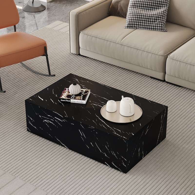 39.3*23.6*11.8"Marble Texture MDF Coffee Table, Luxurious Design Living Room Accent Table, Fashion Texture Design Coffee Table