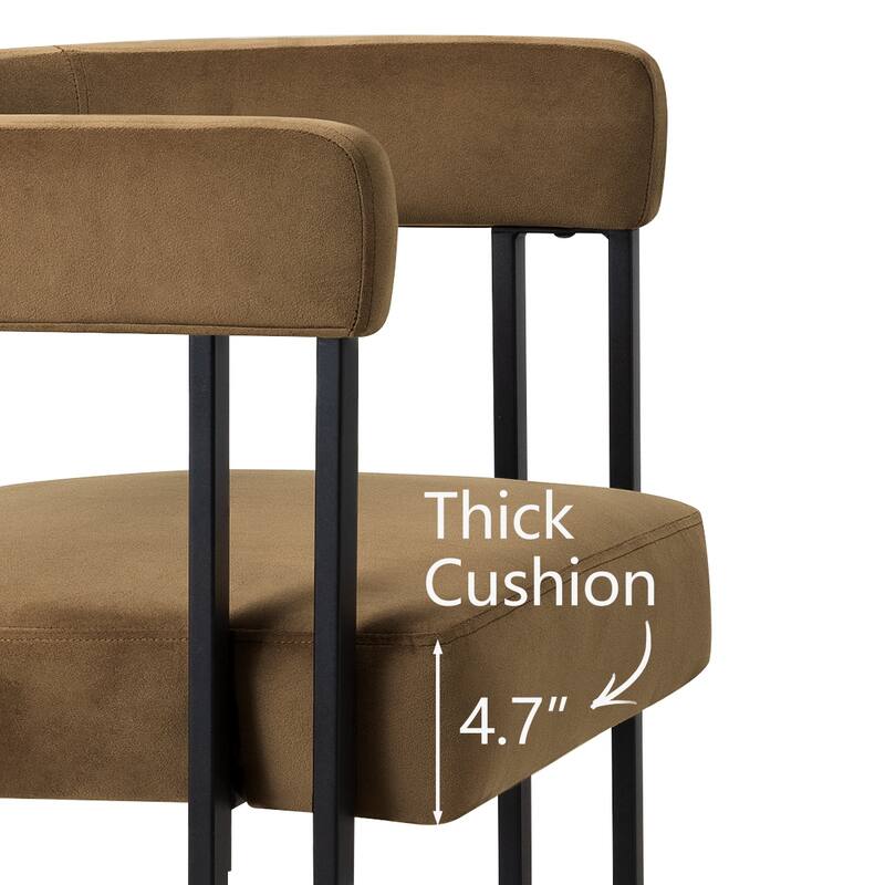 Modern Velvet Upholstered Dining Armchairs with Black Metal Legs (Set of 2/4/6)