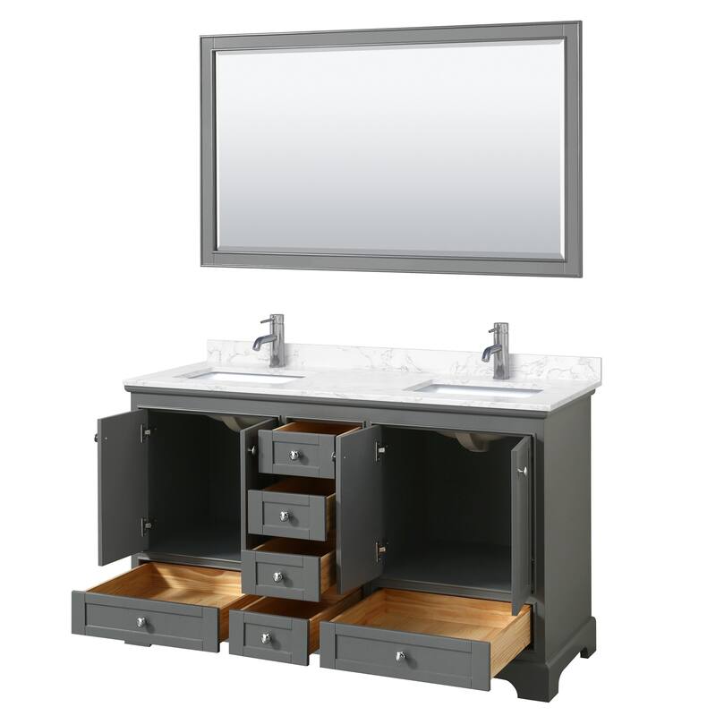 Deborah 60-inch Double Vanity, Cultured Marble Top, 58-inch Mirror