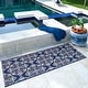 preview thumbnail 7 of 6, Licensed Disney Mickey Mouse Transitional Medallion Navy Blue/ Ivory Flatweave Indoor/ Outdoor Area Rug 2'2" x 6'
