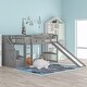 preview thumbnail 4 of 15, Elegant Stairway Twin Size Loft Bed with Two Drawers, Convertible Ladder and Slide, Sturdy and Durable, Maximized Space, Grey