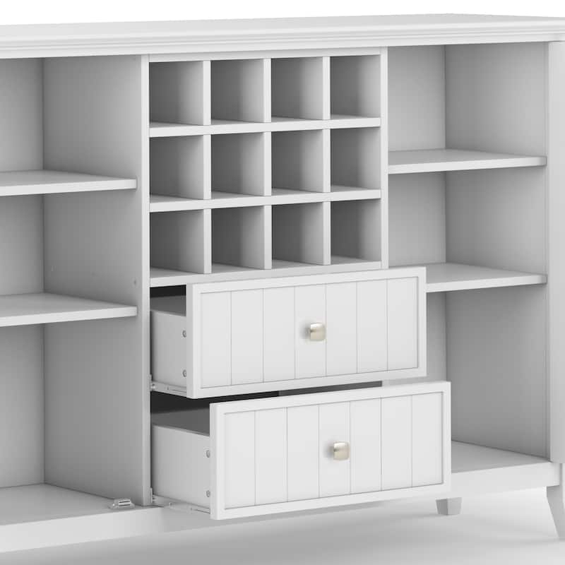 WYNDENHALL Freemont SOLID WOOD 54 inch Wide Transitional Sideboard Buffet and Wine Rack - 54 W x 17 D x 36 H