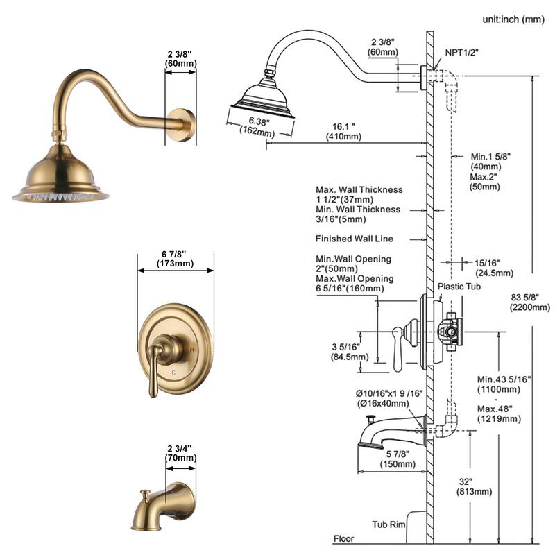 WOWOW Single Handle 1-Spray Tub and Shower Faucet with Valve Included