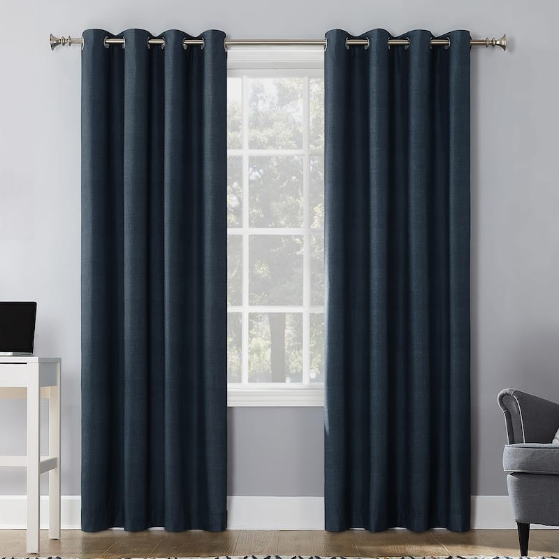 Sun Zero Duran Thermal Insulated Total Blackout Grommet 1-Piece Curtain Panel, Single Panel - 50" x 63" - Navy Blue