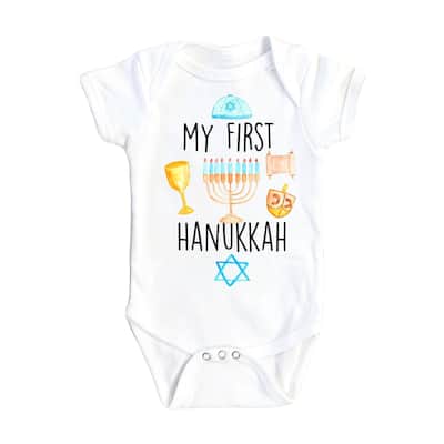 Hannukah First - Baby Boy Girl Clothes Infant Bodysuit Funny Cute Newborn