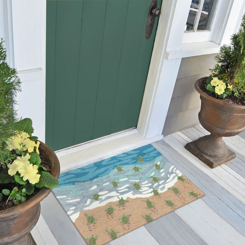 Liora Manne Frontporch Turtle Beach Indoor/Outdoor Area Rug - 1'8" x 2'6" - Ocean