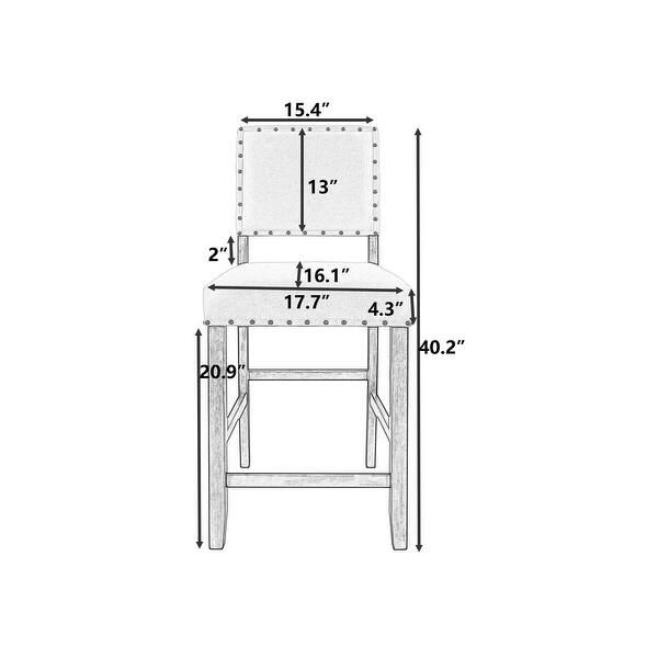 2PCS Wooden Counter Height Upholstered Dining Chairs Bed Bath