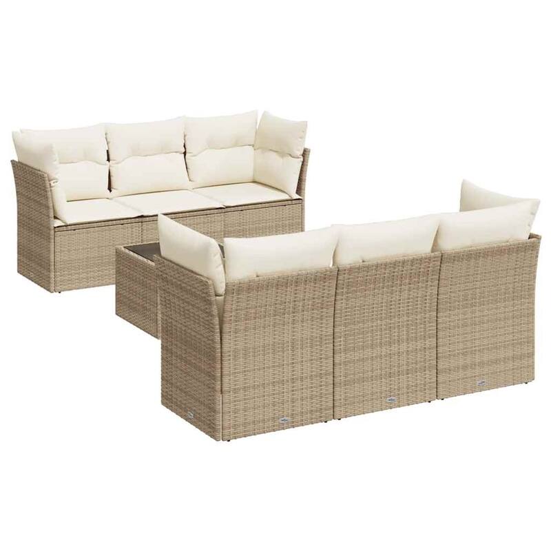 vidaXL Garden Sofa Set Beige, Cream White - 21.7 x 21.7 x 14.6