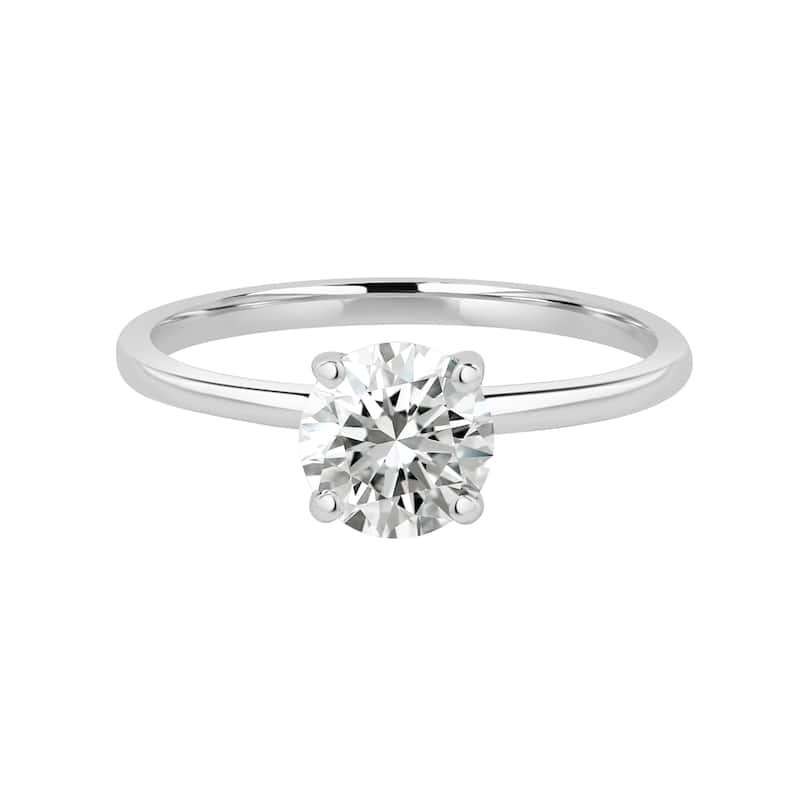 Auriya Lab Grown 2CT Round Hidden Halo Solitaire Diamond Engagement Ring in 14k Gold Certified (H-I, VS1-VS2) - White - 6.5