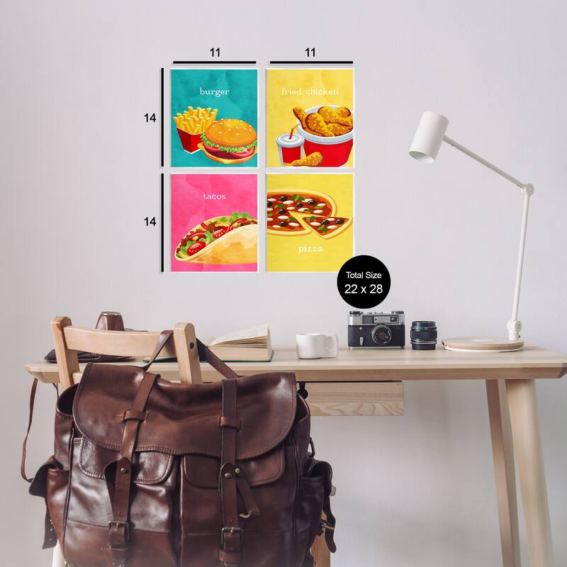 Stupell Delicious Fast Food Meals Wall Plaque Art Design By Kim Allen (Set of 4)