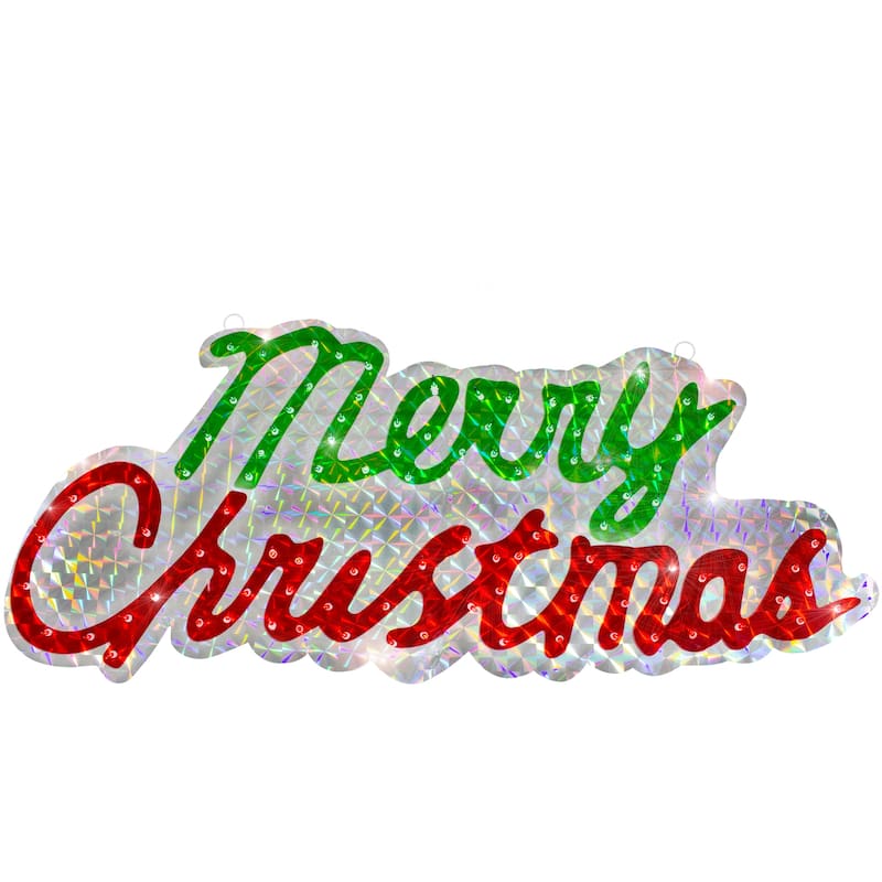 45.5-Inch Lighted Holographic Merry Christmas Sign Outdoor Decoration - 45.5"